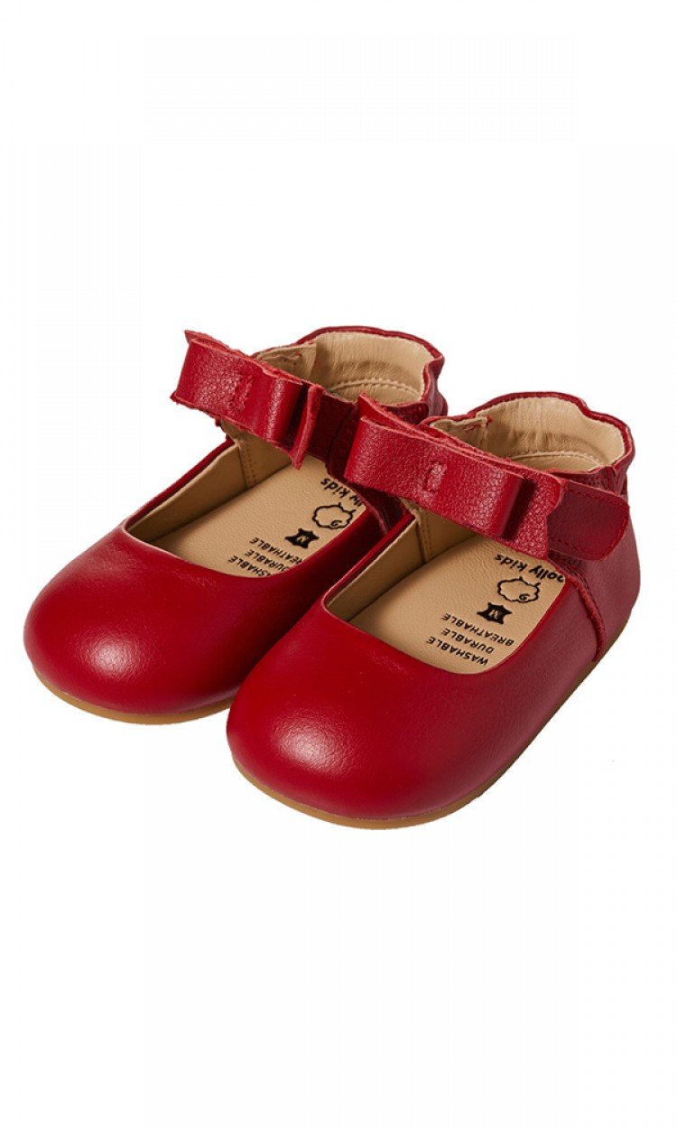 【WOOLLY KIDS】WK150新款塞布丽娜款学步鞋软底防滑透气火焰红（中国仓）