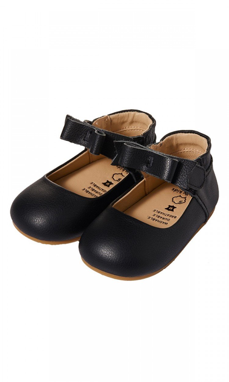 【WOOLLY KIDS】WK152新款塞布丽娜款学步鞋软底防滑透气黑莓黑（中国仓）