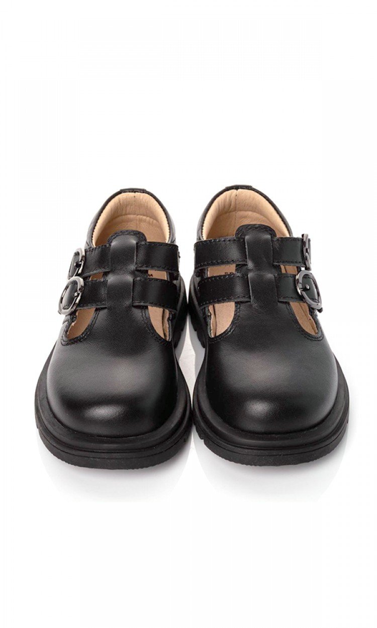 【WOOLLY KIDS】WK315双扣孟克款典雅黑校园鞋系列复古皮鞋（中国仓）